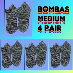Bombas Ankle Socks 4 Pair BNWOT Unisex Medium Green/Blue/Black